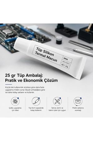 MN1108TS 25 Gr Beyaz Termal Macun 1.42 W/mK CPU GPU Chipset LED Modül Elektronik Bakım Tüp Tipi Soğutucu Macunu