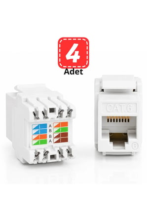MN6 MN117C RJ45 CAT6 Keystone Jack Şase Priz Modülü 180 Derece Ağ Ethernet Bağlantı Konnektörü-10 Adet
