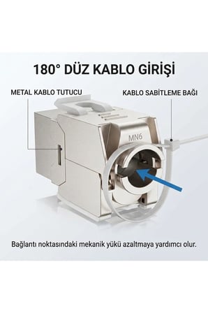 MN6 MN118X CAT7 Keystone Jack RJ45 Dişi Modül Aletsiz Metal Zırhlı FTP STP 10Gbps 600MHz 10 Adet