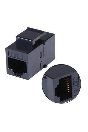 MN119CK Cat6 RJ45 Dişi Dişi Klipsli Ethernet Kablo Birleştirici ve Uzatma Aparatı-2 Adet Siyah