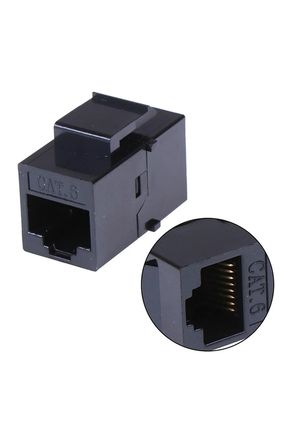 MN6 MN119CK Cat6 RJ45 Dişi Dişi Klipsli Ethernet Kablo Birleştirici ve Uzatma Aparatı-5 Adet Siyah