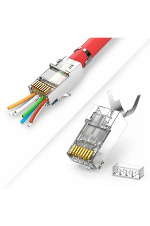 MN6 MN119XF Cat7 FTP SFTP EZ RJ45 Konnektör 3 Adet Metal Gövdeli Kalın Kablo Uyumlu