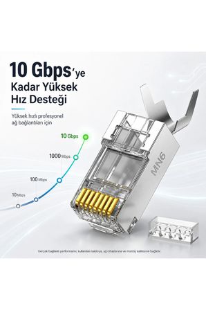 MN6 MN119XF Cat7 FTP SFTP EZ RJ45 Konnektör 3 Adet Metal Gövdeli Kalın Kablo Uyumlu