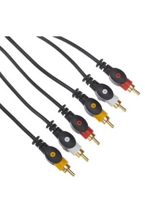 MN128XF 3RCA Kablo 3 Erkek 3 Erkek Ses Görüntü Kablosu Kırmızı Beyaz Sarı Kompozit Altın Uçlu-3M