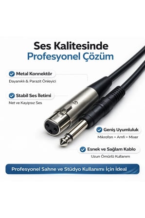 MN166MC 5 Metre Mikrofon Kablosu XLR Dişi - 6.3mm Jack Erkek (Amfi & Mikser Uyumlu)