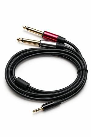 MN167M 3.5mm Stereo to 2x6.3mm Mono Ses Kablosu 1.5 Metre AUX Amfi Mikser Hoparlör Bağlantı Kablosu