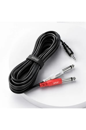 MN168F 3.5mm Stereo to 2x6.3mm Mono Mikser Amfi DJ Ses Bağlantı Kablosu 5 Metre
