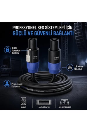 MN171SK Spekon Spekon Hoparlör Kablosu 15 Metre Profesyonel Ses Sistemi Bağlantı Kablosu