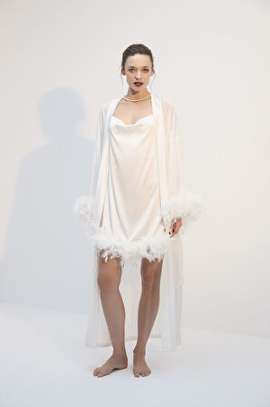 Lavinia  Ekru Gelin Gecelik Seti 1758