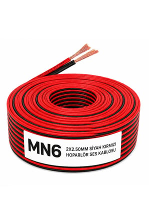 MN250HKF 2x2.50 mm Hoparlör Kablosu 15 Metre Siyah Kırmızı Amfi Oto Ses Sistemi ve Home Theater Kablosu