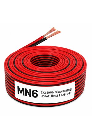 MN250HKF 2x2.50 mm Hoparlör Kablosu 30 Metre Siyah Kırmızı Amfi Oto Ses Sistemi Ev Sinema Kordon Kablo