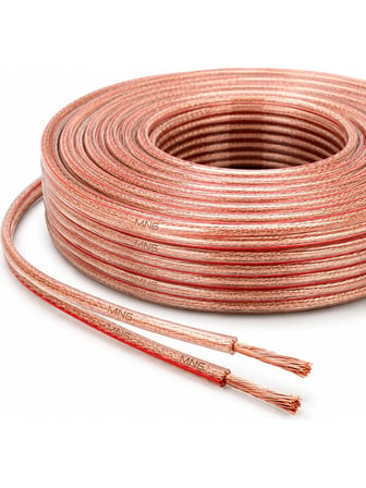 MN251HKF 2x2.50 mm Hoparlör Kablosu 100 Metre Şeffaf Kırmızı Çizgili Kordon Amfi Hoparlör ve Ses Sistemi Kablosu