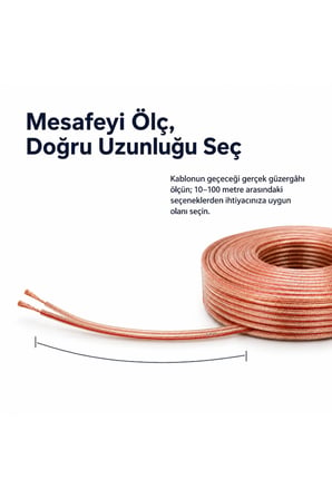 MN251HKF 2x2.50 mm Hoparlör Kablosu 30 Metre Şeffaf Kırmızı Çizgili Kordon Amfi Hoparlör ve Ses Sistemi Kablosu
