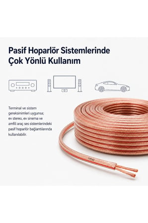 MN251HKF 2x2.50 mm Hoparlör Kablosu 40 Metre Şeffaf Kırmızı Çizgili Kordon Amfi Hoparlör ve Ses Sistemi Kablosu