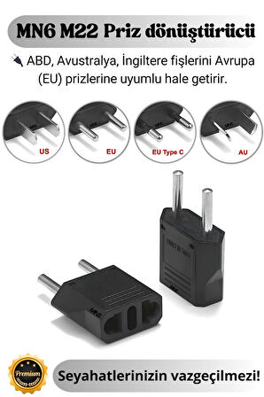 MN6 M22 Priz Dönüştürücü/2 Adet/a-kalite Fiş Çevirici Adaptör-şarj Aleti Fiş Dönüştürücü