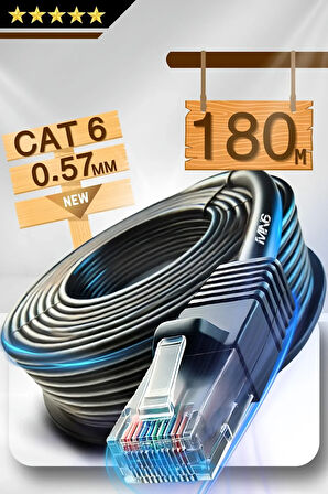 MN6 M107x 180 Metre Internet Kablosu/utp 0,57mm Cat6 Iki Kat Korumalı/iç Dış Mekan/180m Ethernet Kablosu