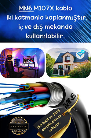 MN6 M107x 30 Metre Internet Kablosu/cat6 Iki Kat Korumalı Utp 0,57mm/iç Dış Mekan/30 M Ethernet Kablosu