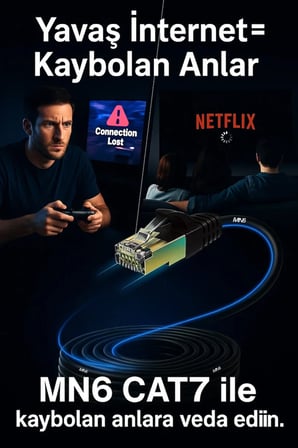 MN6 M109F Cat7 Ethernet Kablosu 10 Metre 5G Modem Uyumlu Bakır İletken STP 10 Gbps Altın Kaplama RJ45