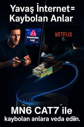 MN6 M109F Cat7 Ethernet Kablosu 10 Metre 5G Modem Uyumlu Bakır İletken STP 10 Gbps Altın Kaplama RJ45