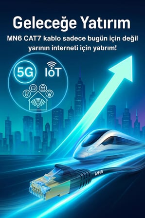 MN6 M109F Cat7 Ethernet Kablosu 15 Metre 5G Modem Uyumlu Bakır İletken STP 10 Gbps Altın Kaplama RJ45