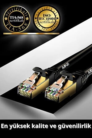 MN6 M109f Cat7 Kablo 15 Metre/Bakır Tel-10gbps-50 Mikron Altın Kaplama/Stp/15 Metre Cat7 Ethernet Kablosu