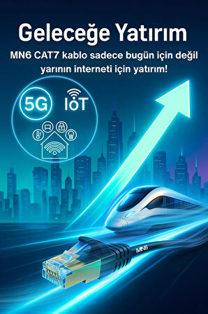 MN6 M109F Cat7 Kablo 20 Metre/Bakır Tel-10gbps-50 Mikron Altın Kaplama/STP/20 Metre Cat7 Ethernet Kablosu