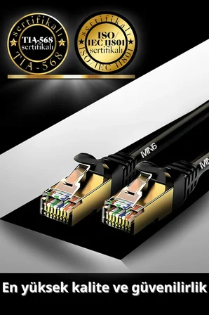 MN6 M109F Cat7 Ethernet Kablosu 20 Metre 5G Modem Uyumlu Bakır İletken STP 10 Gbps Altın Kaplama RJ45