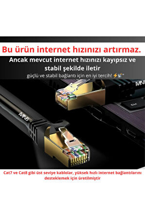 MN6 M109f Cat7 Kablo 5 Metre/Bakır Tel-10gbps-50 Mikron Altın Kaplama/Stp/5 Metre Cat7 Ethernet Kablosu