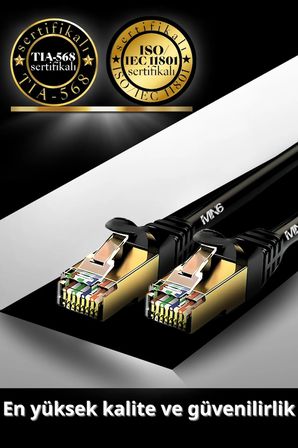 MN6 M109F Cat7 Ethernet Kablosu 5 Metre 5G Modem Uyumlu Bakır İletken STP 10 Gbps Altın Kaplama RJ45