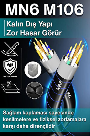 MN6 M106 30 Metre Internet Kablosu/UTP 0.50mm Cat6 Iki Kat Korumalı/iç Dış Mekan/30 M Ethernet Kablosu