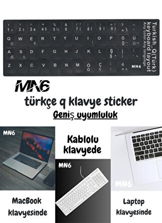 MN6 Ultra Paket Türkçe q Klavye Sticker/100 Adet/ Laptop Pc Uymlu Türkçe Q Sticker A Kalite Türkçe Klavye Sticker