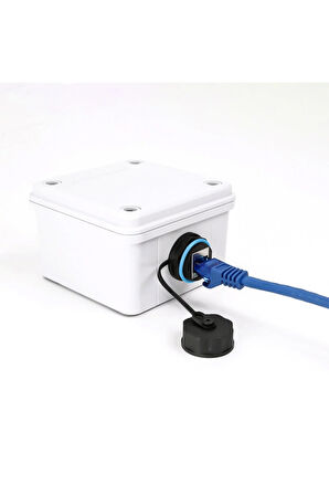 MN6 MN807F IP68 Su Geçirmez RJ45 Dişi Panel Konnektör | Kapaklı Dış Mekân Ağ Bağlantısı