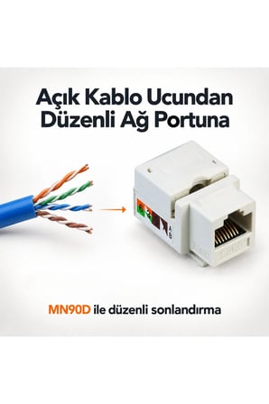 MN6 MN90D Cat6 UTP RJ45 90° Keystone Jack 8P8C Şase Ethernet Ağ Prizi Modülü 250 MHz-20 Adet
