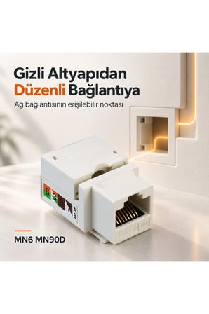MN6 MN90D Cat6 UTP RJ45 90° Keystone Jack 8P8C Şase Ethernet Ağ Prizi Modülü 250 MHz-20 Adet