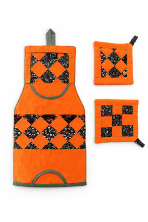 3’lü El Yapımı Patchwork Mutfak Seti – Poşetlik & 2 Adet Tutacak