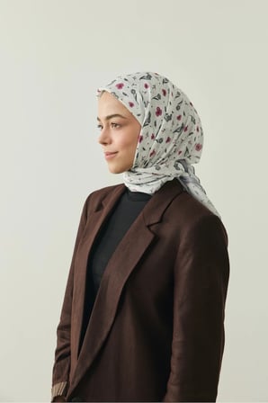 ModaKaşmir Rosmira Pamuk Eşarp - Çiçek Desenli