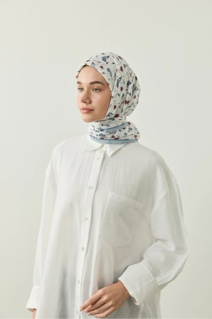 ModaKaşmir Rosmira Pamuk Eşarp - Çiçek Desenli