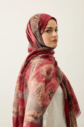 Lorya Pamuk Şal - Çiçek Desenli