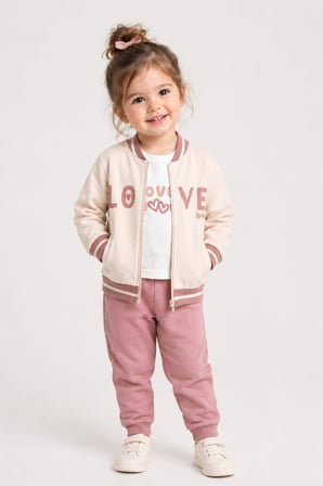 Sani Love 3'lü Eşofman Takımı - Krem Pembe
