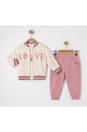 Sani Love 3'lü Eşofman Takımı - Krem Pembe