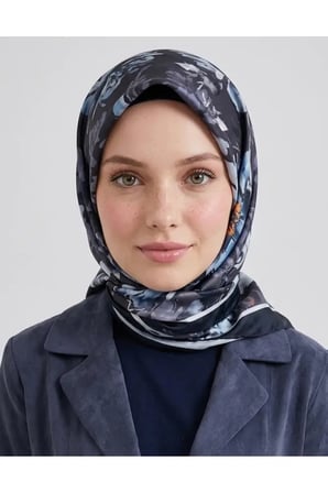 Çiçek Desenli Twill Eşarp