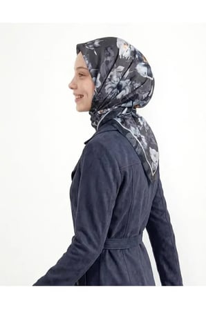 Çiçek Desenli Twill Eşarp