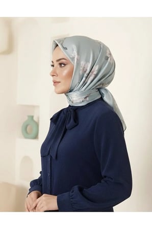 Çiçek Desenli Twill Eşarp