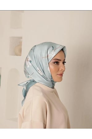 Çiçek Desenli Twill Eşarp