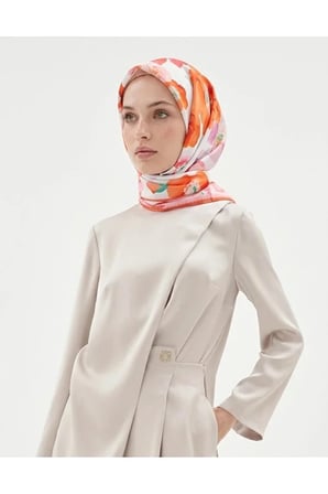 Çiçek Desenli Twill Eşarp