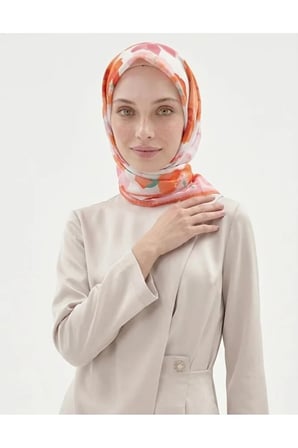 Çiçek Desenli Twill Eşarp