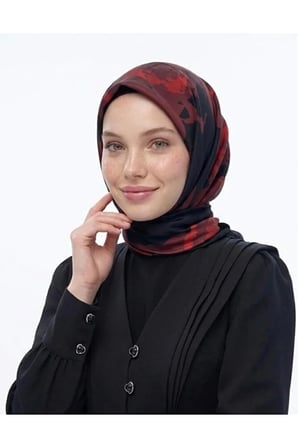 Çiçek Desenli Twill Eşarp