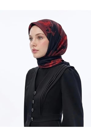 Çiçek Desenli Twill Eşarp