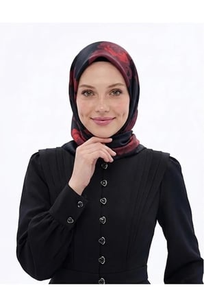 Çiçek Desenli Twill Eşarp
