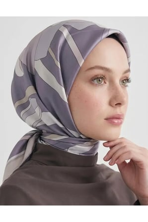 Çiçek Desenli Twill Eşarp